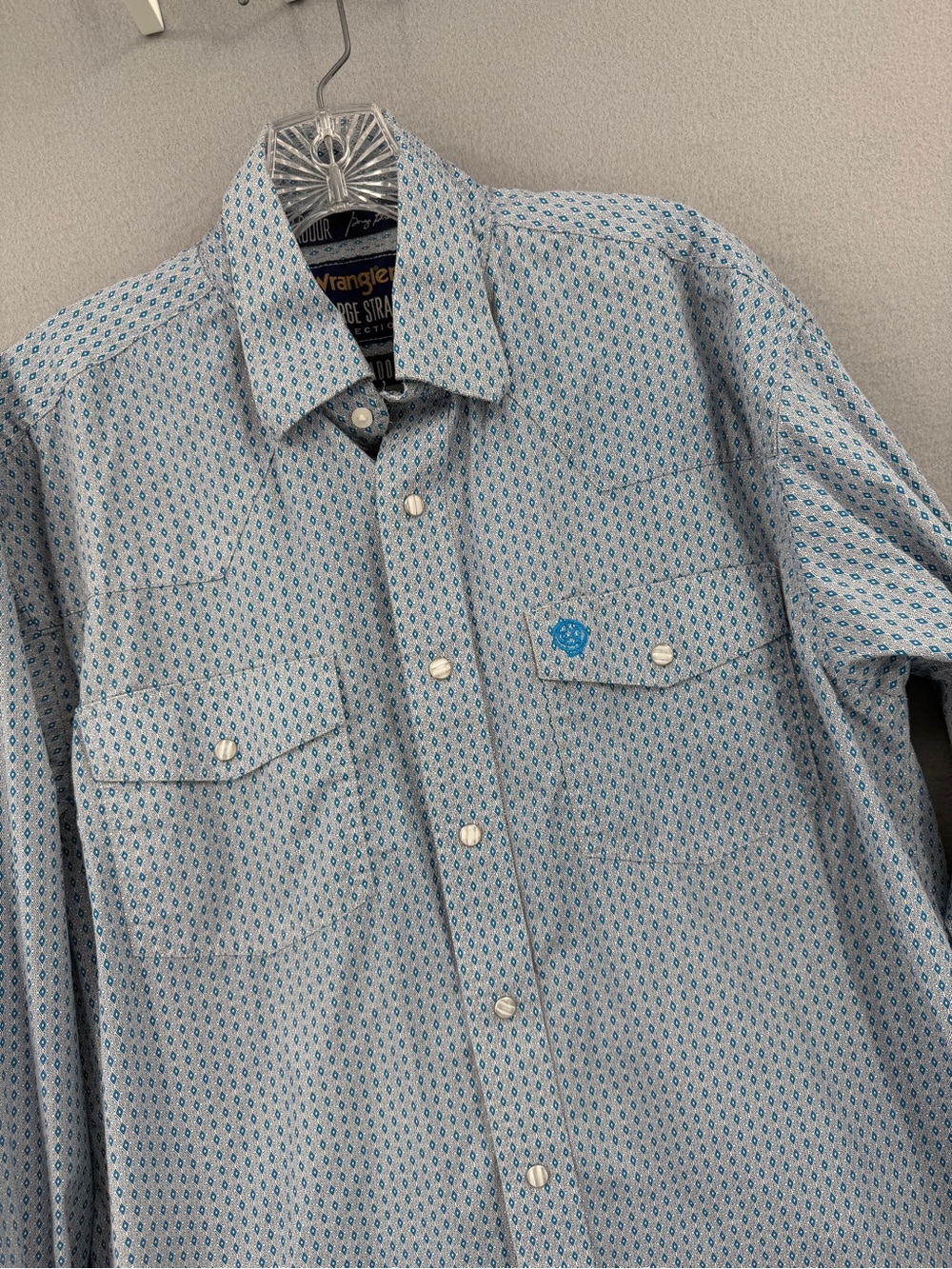 Wrangler George Strait Troubadour Western Pearl Snap Shirt Mens Medium Blue